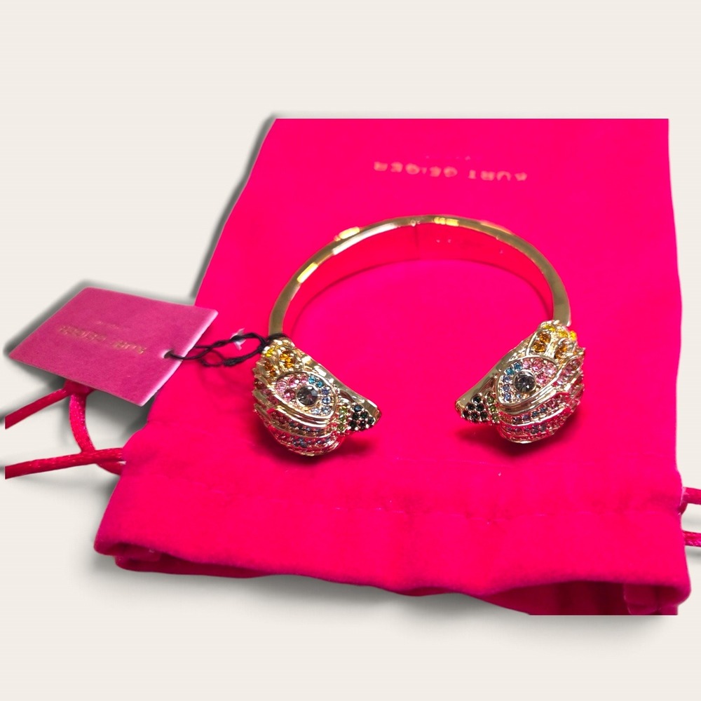 Kurt Geiger London Eagle Head Bangle Gold Tone Multi Color Crystal Bracelet NEW - Picture 7 of 9